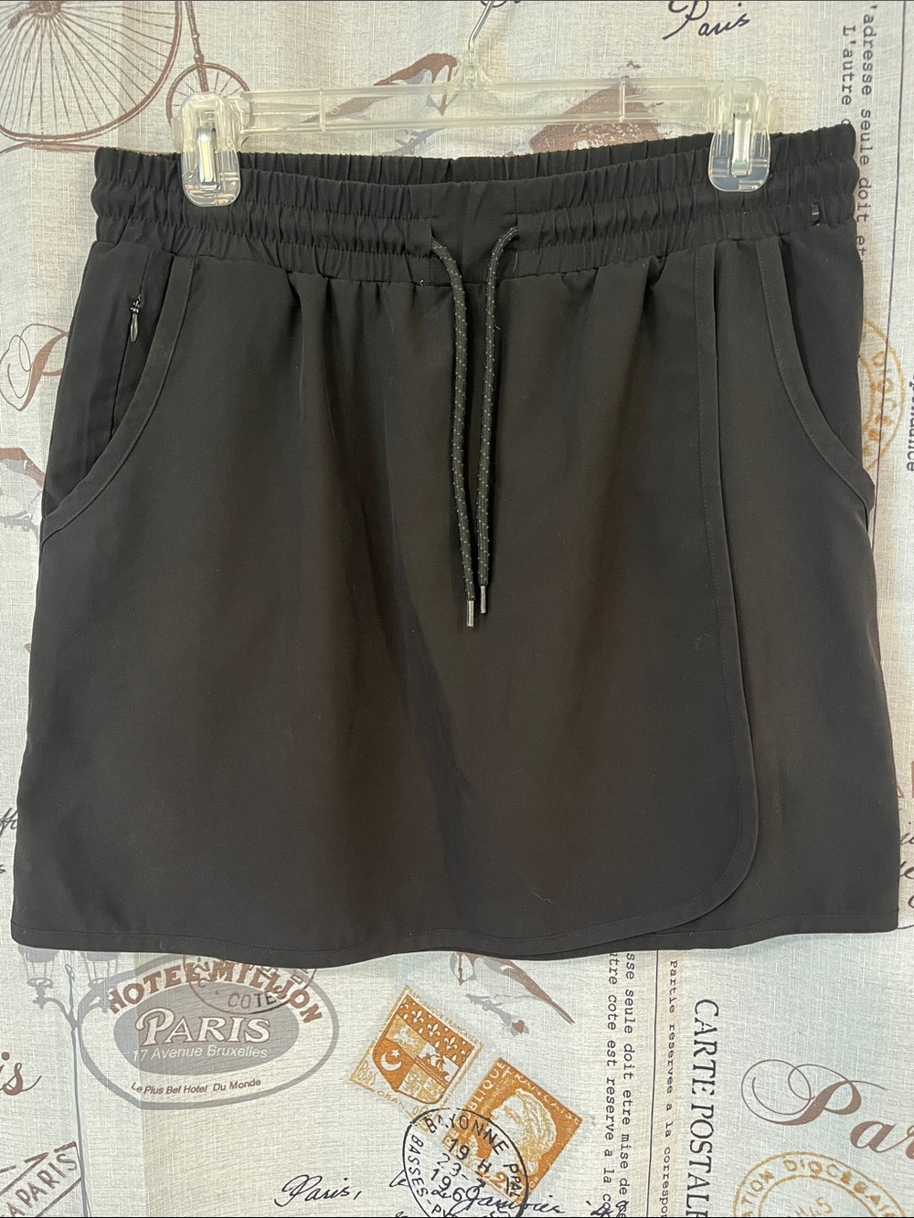 Avalanche Black Drawstring Mini Skort with Pockets